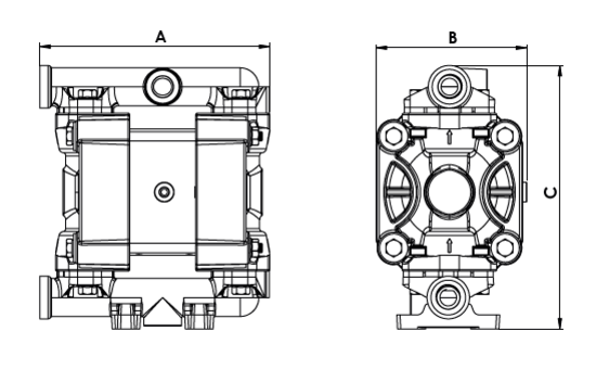 ابعاد و اندازه پمپ دیافراگمی فلویمک مدل P18