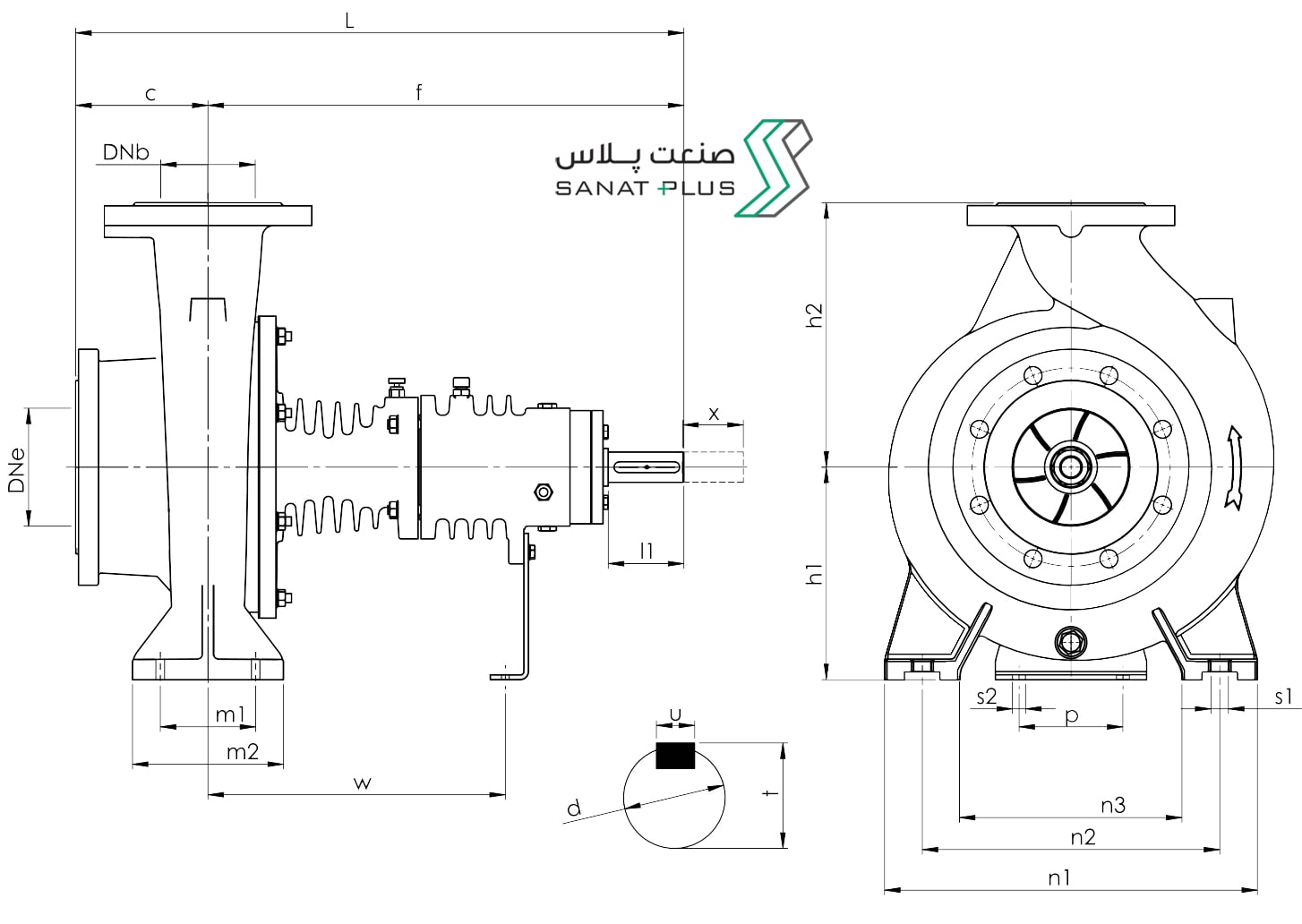 ابعاد و اندازه پمپ روغن داغ سمپا
