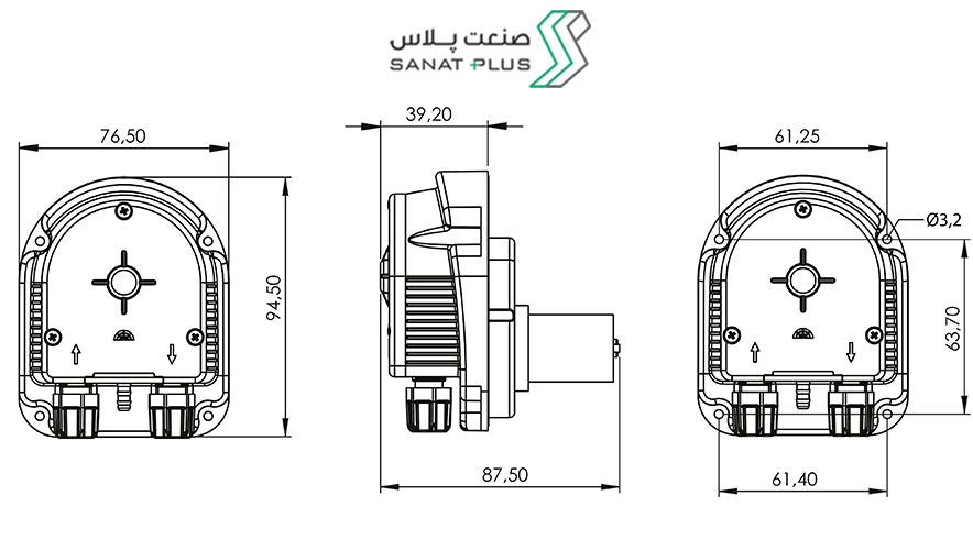 ابعاد و اندازه پمپ پریستالتیک آنتک ASPENDOSE OEM